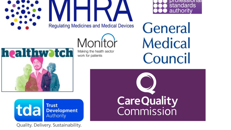 Logos of some NHS regulatory bodies